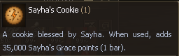 Sayha’s Cookie: adiciona 35.000 pontos, equivalentes a 1 barra.